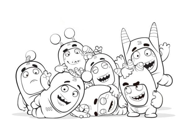 Always Cheerful Colorful Oddbods Coloring Page