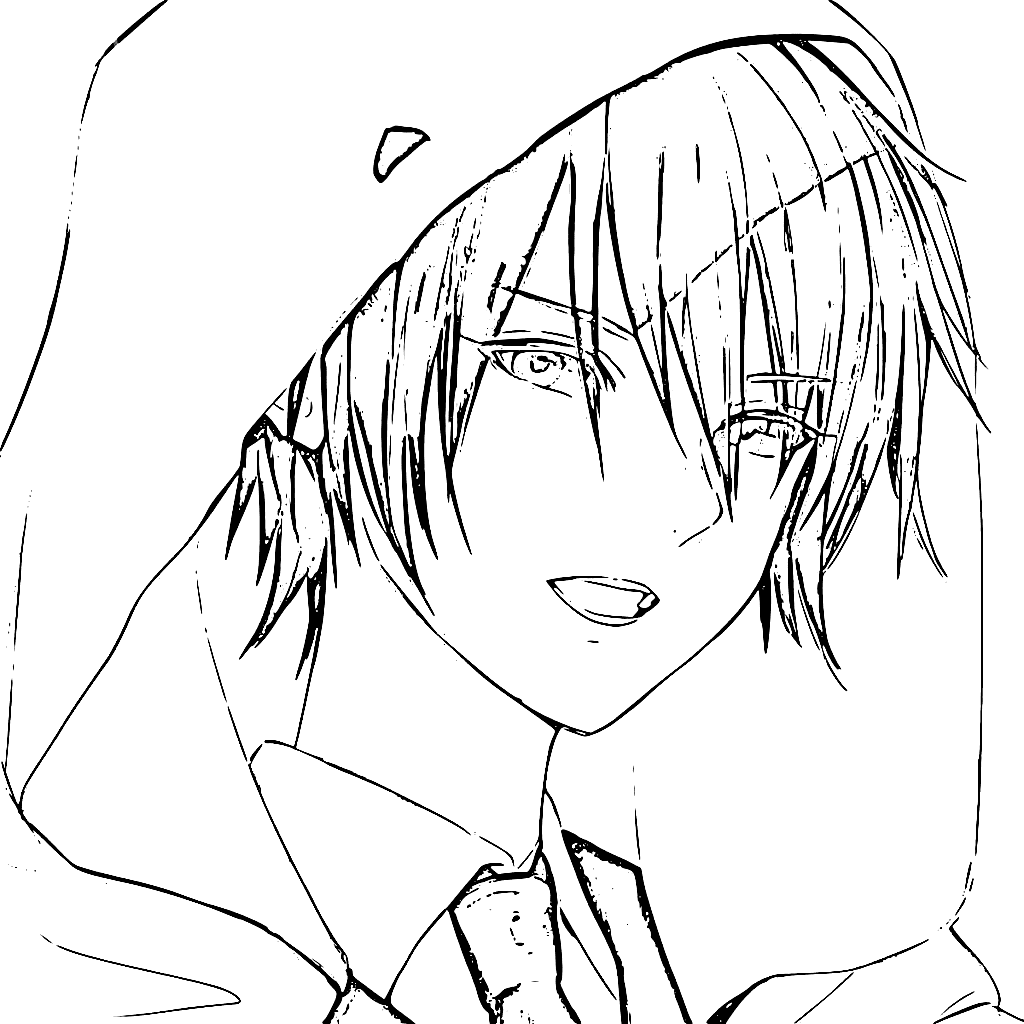 Anime Boy In The Hood With Hoodie Coloring Page