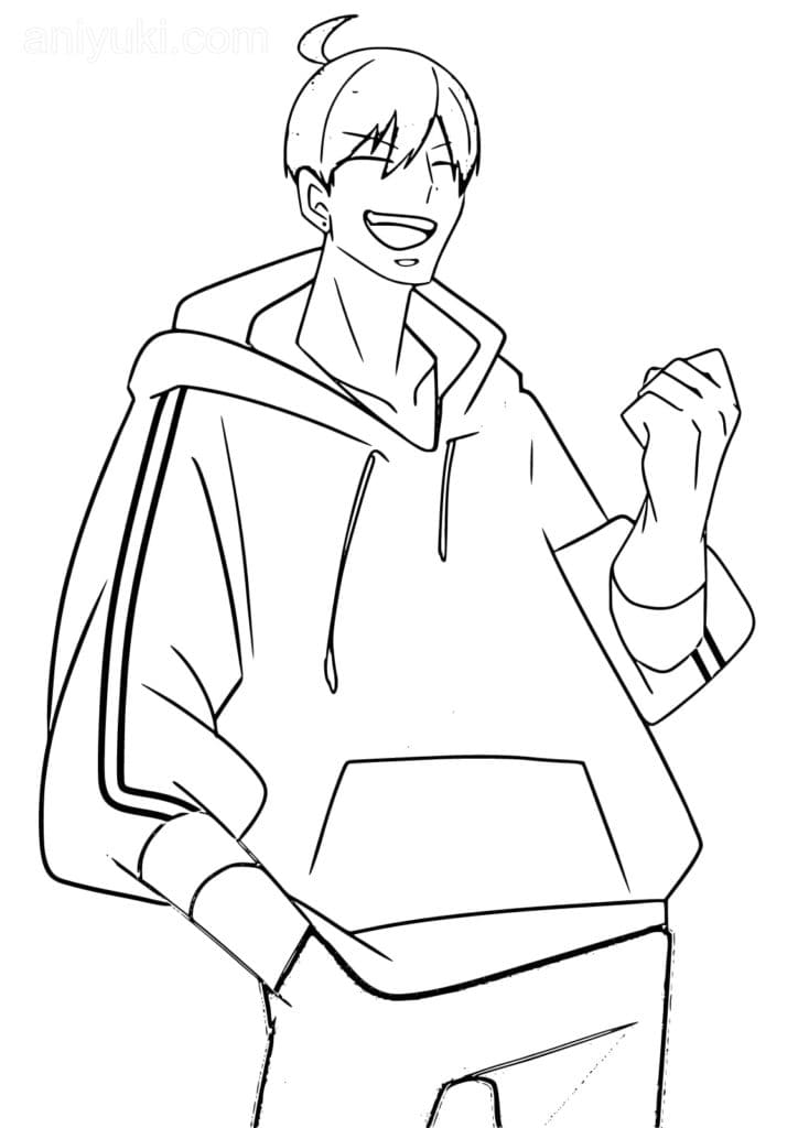 Anime Boy With Hoodie Coloring Page
