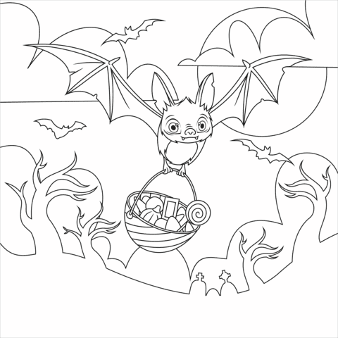 Bat Halloween Printable Coloring Page