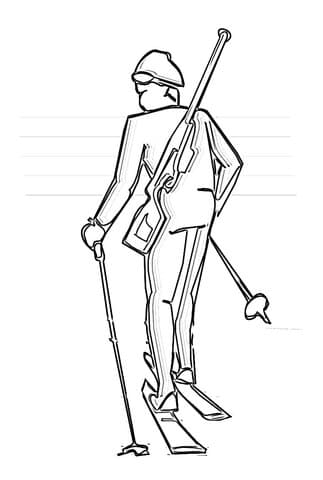 Biathlete In Competition Coloring Page