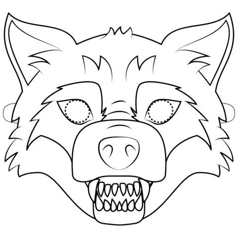 Big Bad Wolf Mask Coloring Page