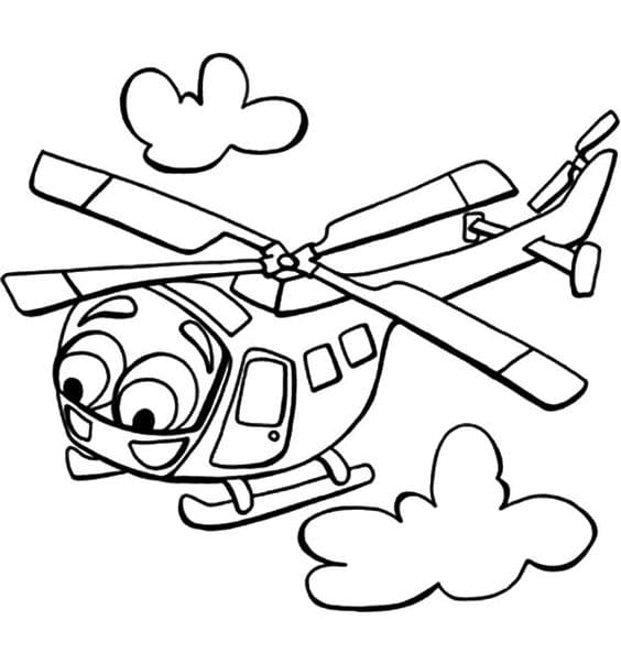 Big Eyed Helicopter Coloring Page
