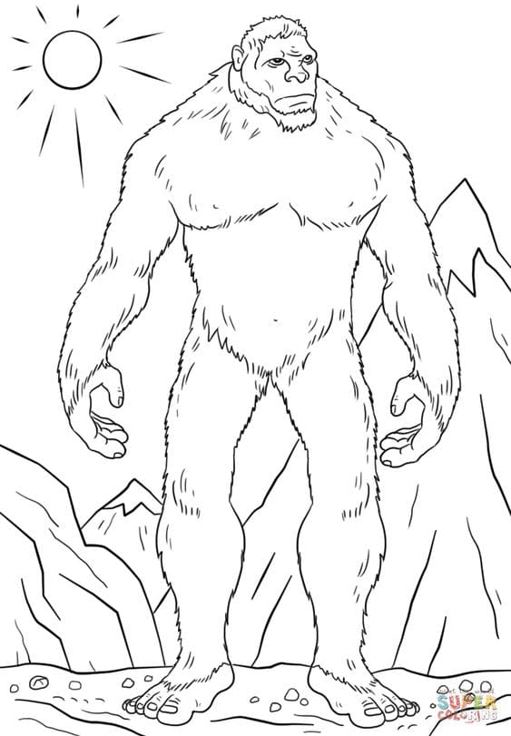 Bigfoot Clipart For Children Image Coloring Page