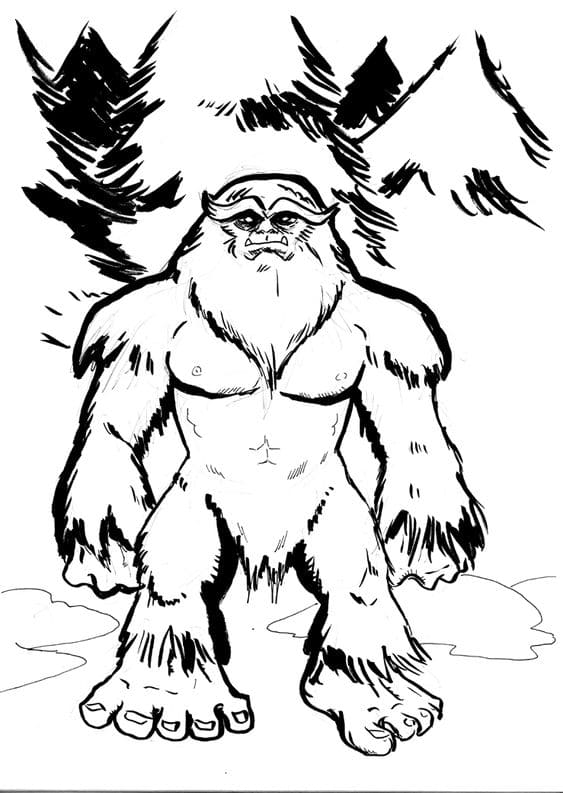 Bigfoot Clipart Image For Children Coloring Page