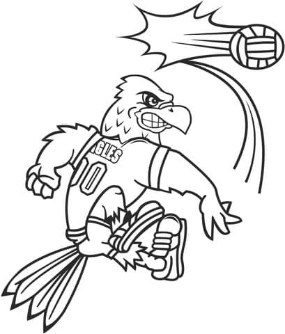Bird With Volley Ball Coloring Page