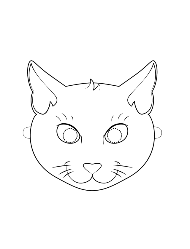 Black Cat Mask For Kids Coloring Page