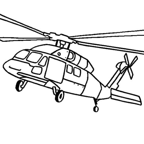 Black Hawk Helicopter Image For Kids Coloring Page