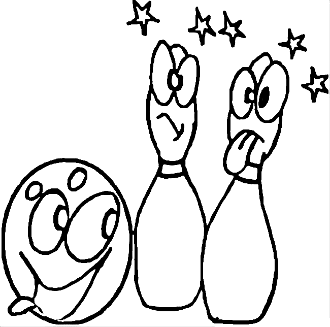 Bowling Ball And Pin Image For Kids Coloring Page