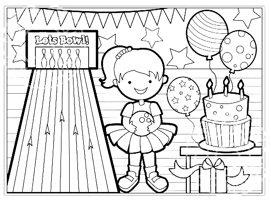 Bowling Clip Art For Kids Coloring Page