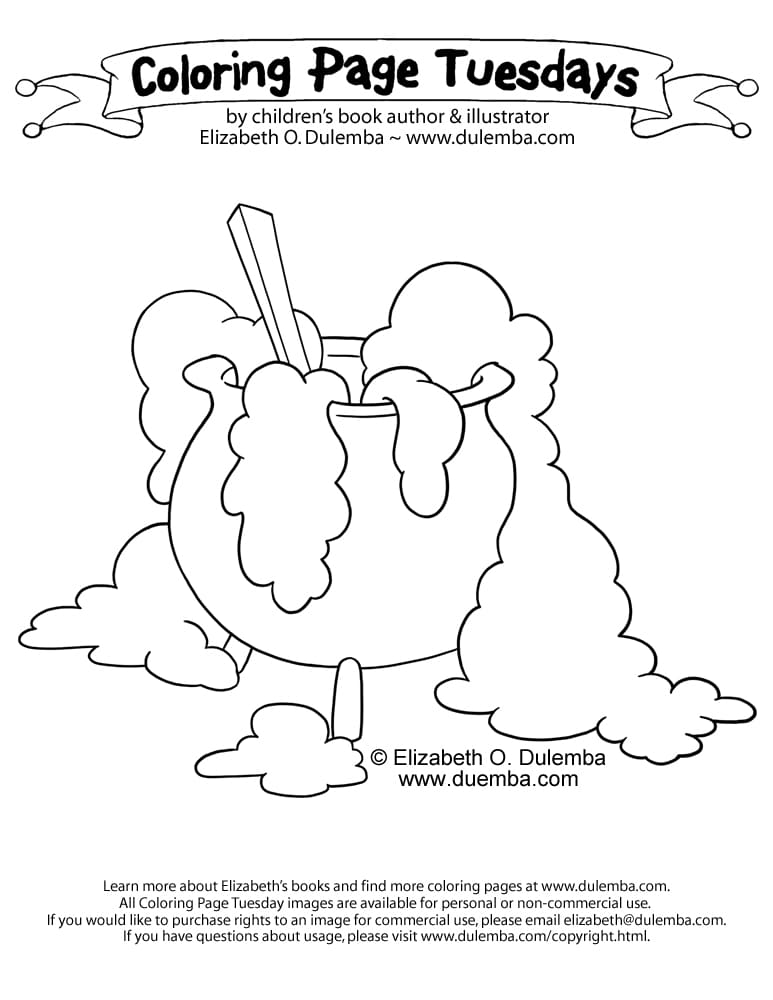 Bubbling Cauldron For Kids Coloring Page