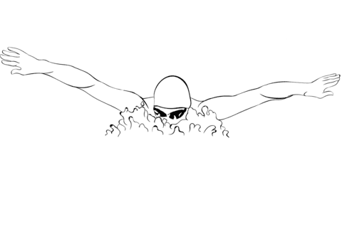Butterfly Swim Stroke Coloring Page
