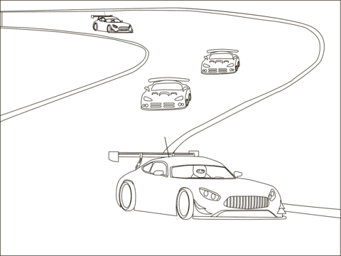 Car Racing Image For Kids Coloring Page