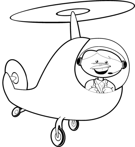 Cartoon Helicopter With Pilot Coloring Page