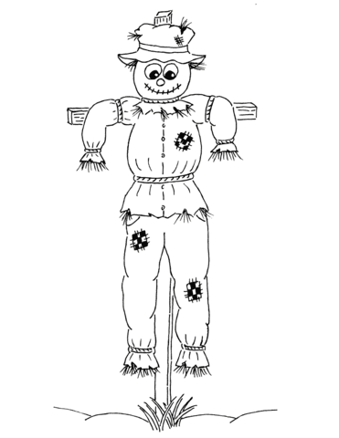 Cartoon Scarecrow For Kids Image Coloring Page