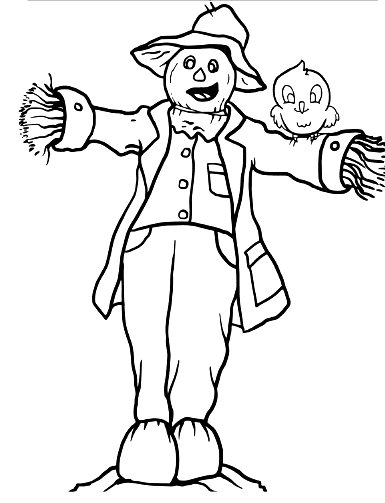 Cartoon Scarecrow Terrific For Kids Image Coloring Page