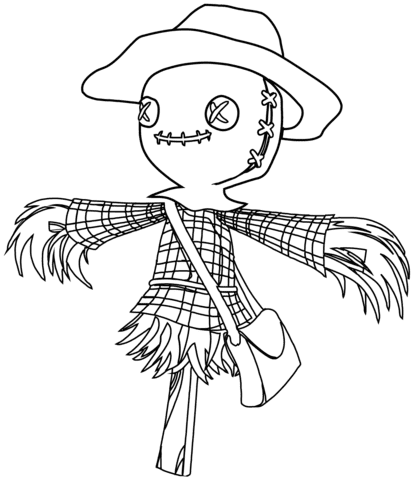 Cartoon Scarecrow Coloring Page