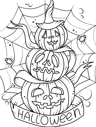 Carved Pumpkins Halloween Coloring Page