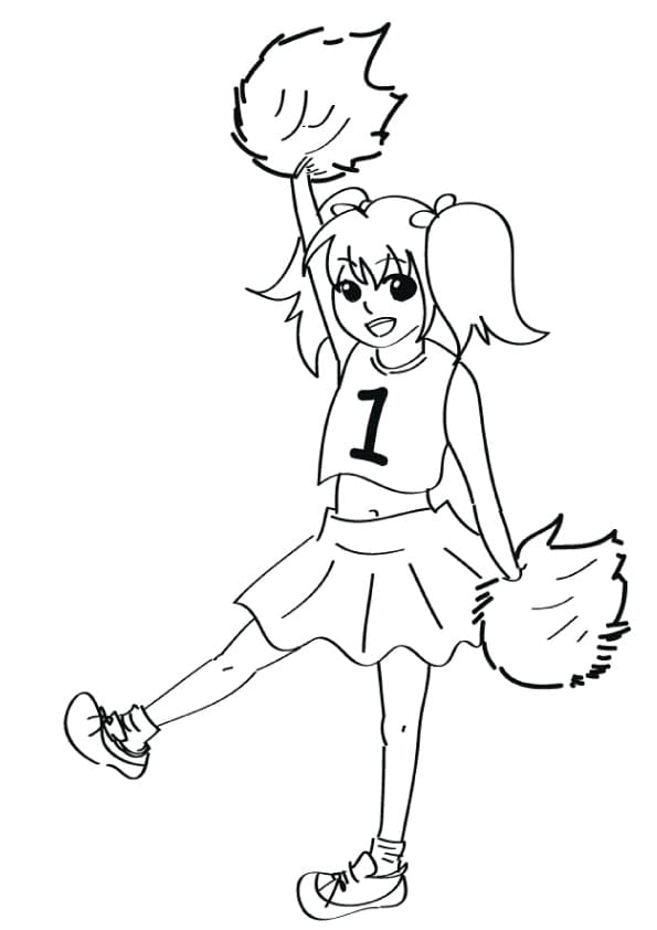 Cheerleader Girl For Kids Coloring Page