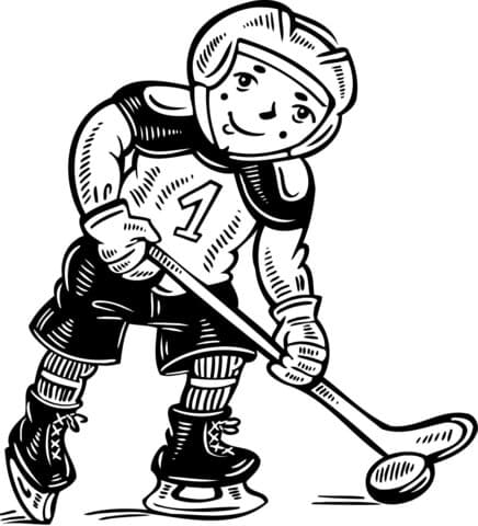 Child Hockey Player Coloring Page