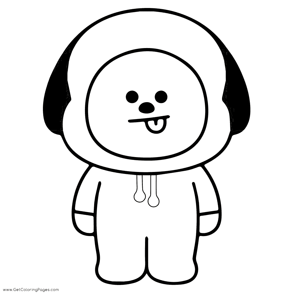 Chimmy Cute Puppy in Yellow Hoodie Coloring Page