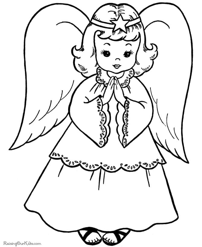 Christmas Angel For Kids Coloring Page