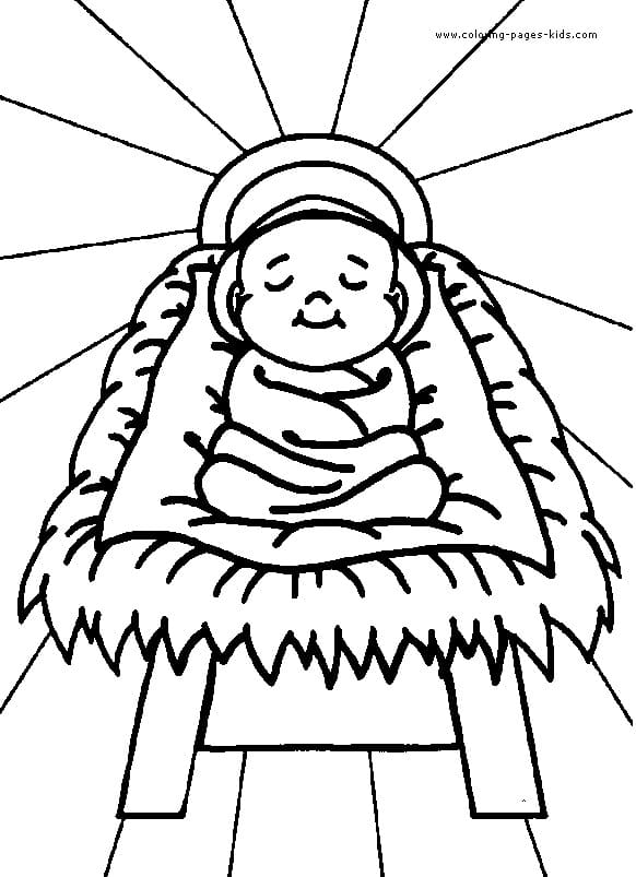 Christmas Baby Jesus For Kids Coloring Page