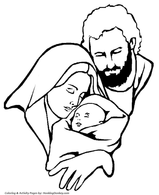 Christmas Mary and Jesus Coloring Page