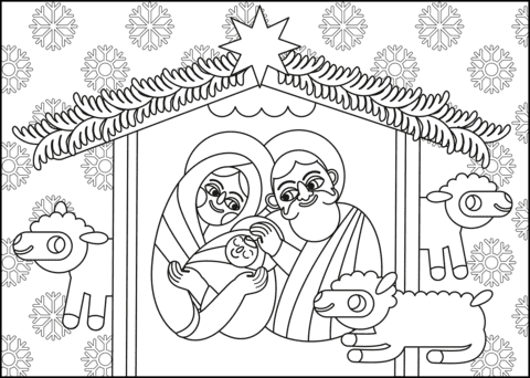 Christmas Nativity For Children Coloring Page