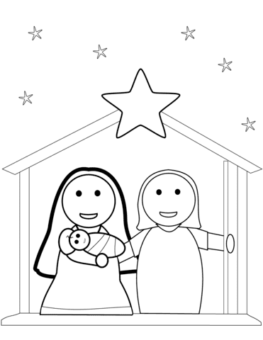 Christmas Nativity Scene Image For Kids Coloring Page