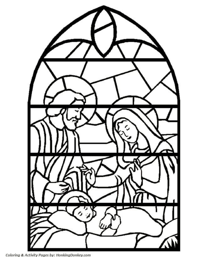 Christmas Stained Glass Image For Kids Coloring Page
