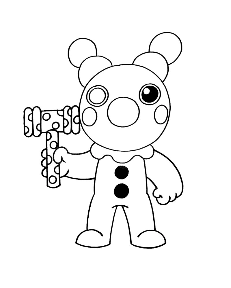 Clowny Piggy Coloring Page