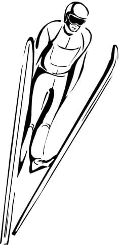 Competition of Ski Jumping Coloring Page