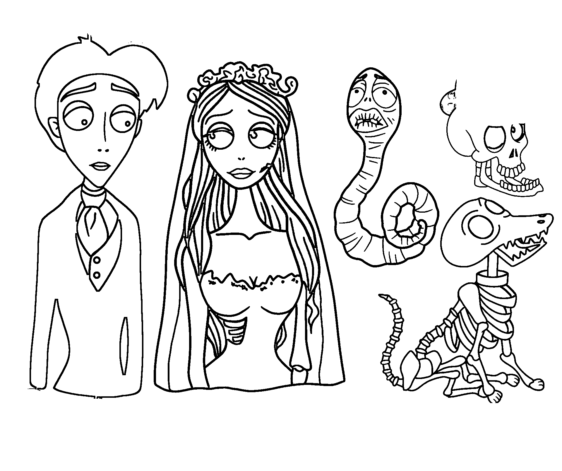 Corpse Bride Cute Coloring Page