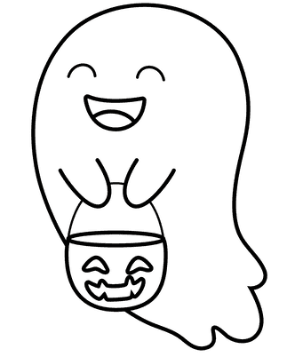 Cute Ghost Halloween Coloring Page for Toddlers