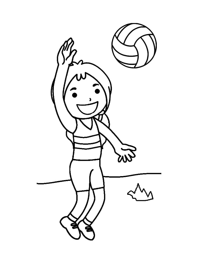 Cute Girl Play Volleyball