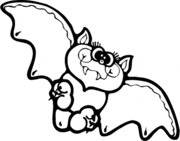 Cute Animal Bat Image For Kids Coloring Page