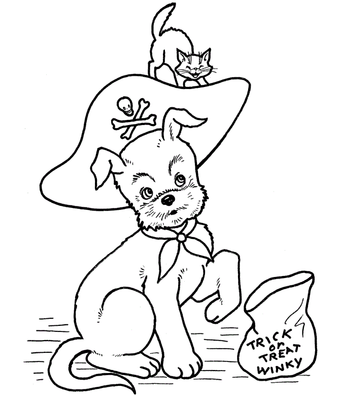 Cute Halloween Dog Coloring Page