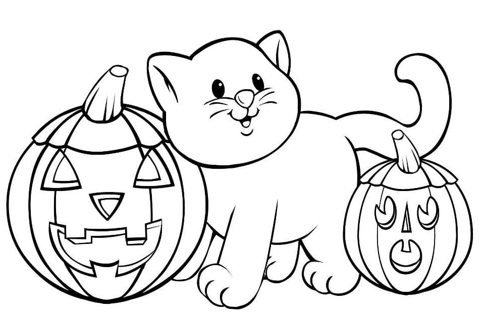 Cute Halloween Drawing Free Coloring Page