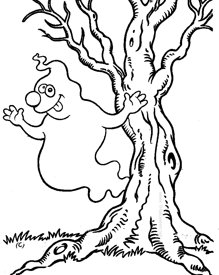 Cute Halloween Ghost Image Coloring Page