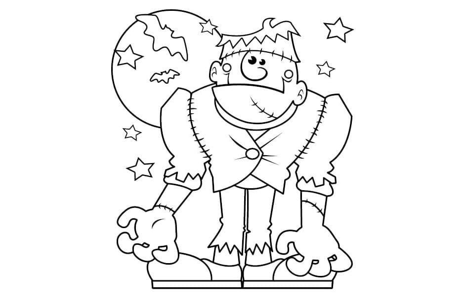 Cute Halloween Monsters Image Coloring Page
