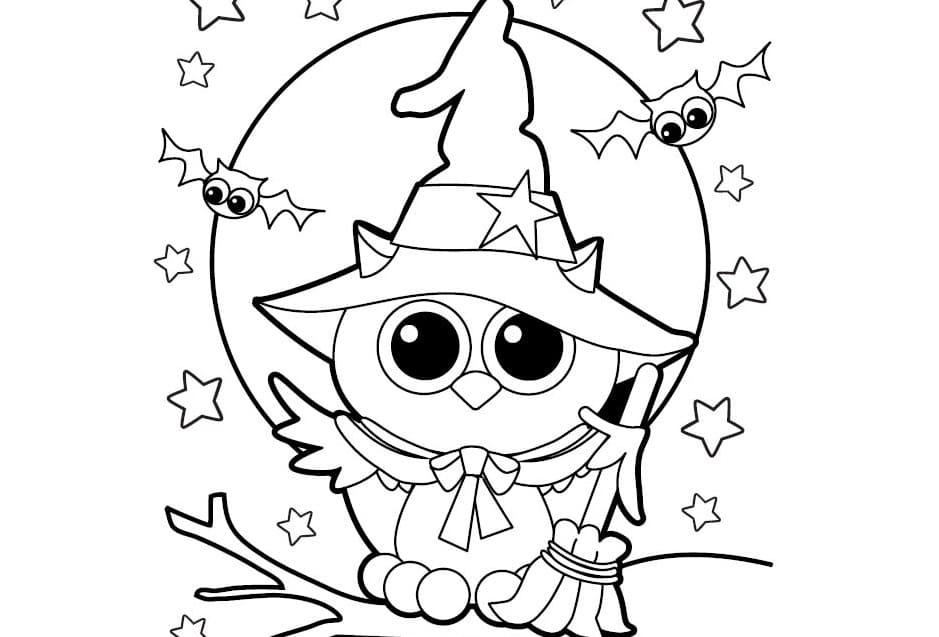 Cute Halloween Owl Image Coloring Page