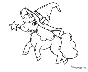 Cute Halloween Unicorn Image Coloring Page