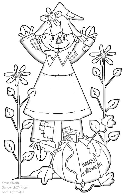 Cute Happy Halloween Coloring Page