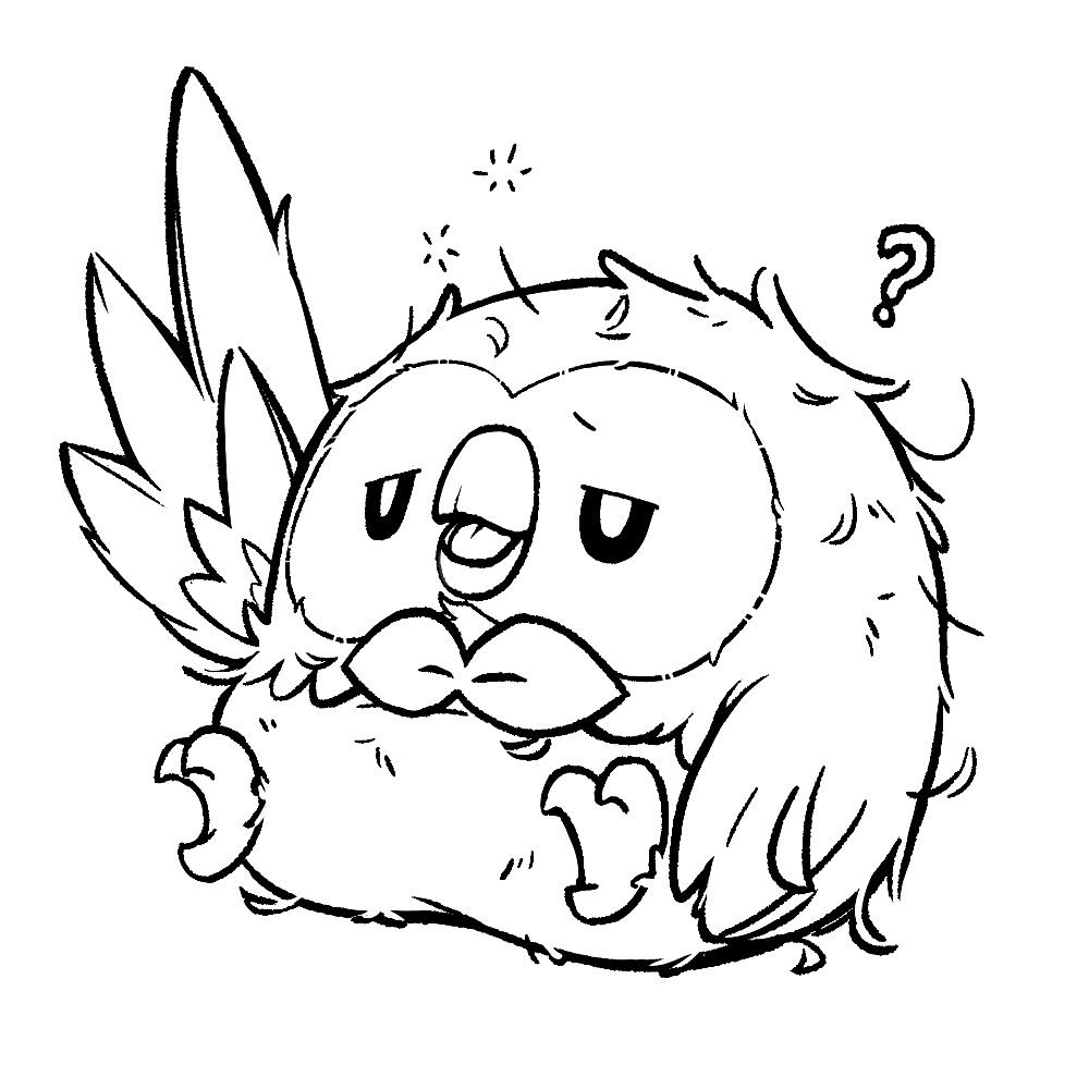 Cute Rowlet Printable Coloring Page
