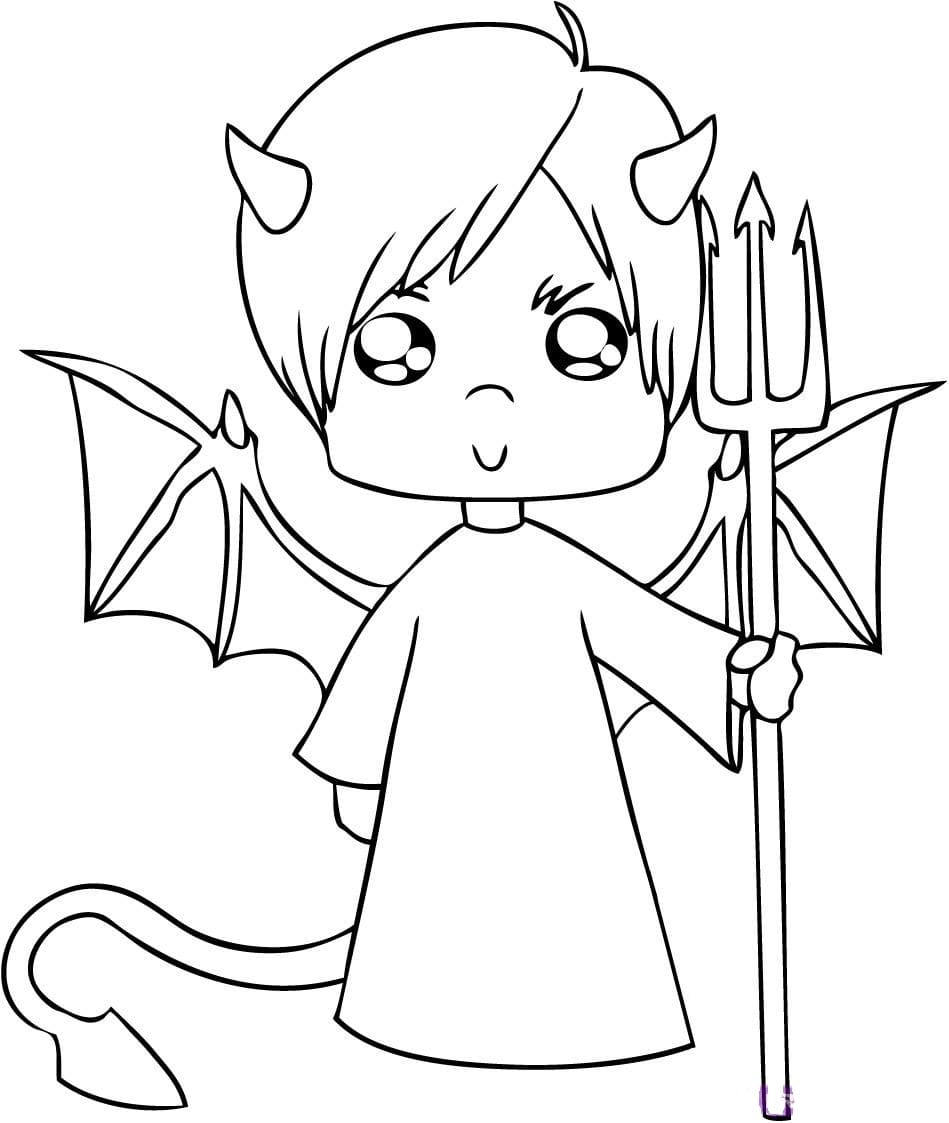 Devil Cartoon Image For Kids Coloring Page