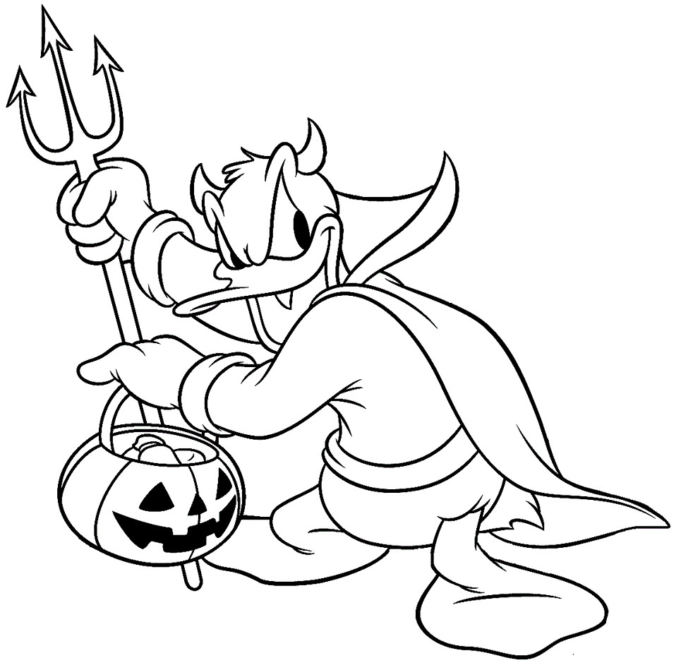 Devil Duck Costume Disney Halloween For Kids Coloring Page