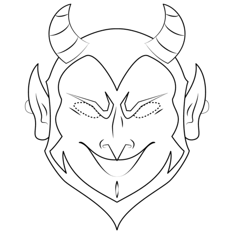 Devil Mask Image For Kids Coloring Page