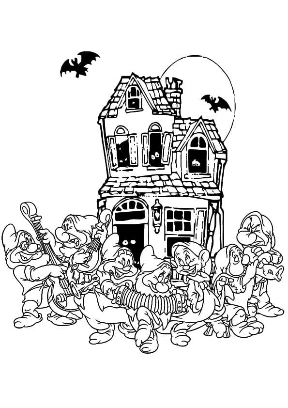 Dwarf Haunted House Drawing Coloring Page