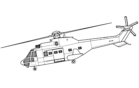 Eurocopter AS332 Super Puma Helicopter Coloring Page